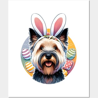 Skye Terrier with Bunny Ears Welcomes Easter Joy Posters and Art